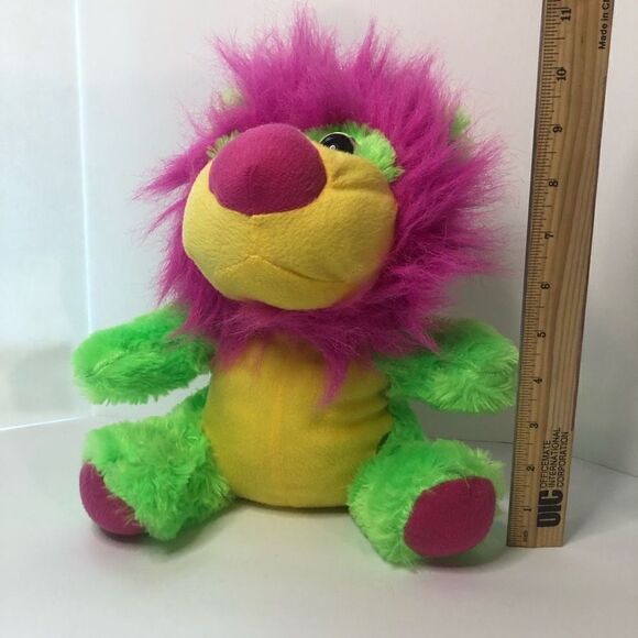 Kelly toy lion plush stuffed animal lime green neon pink mane 10 Inch wild - Picture 9 of 11